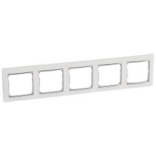 Рамка пятерная горизонтальная Белый/Серебро Valena Legrand (770495)