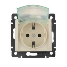Розетка 2К+С со шторками. и крышкой IP44 слоновая кость Valena Legrand (774120)