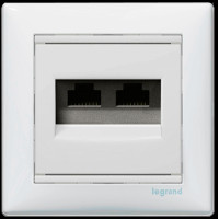 Розетка компьютерная двойная 6 категория белая Valena Legrand (774247)