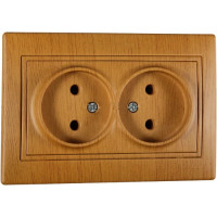 Розетка MIRA двухместная б/з дуб классический ПБТ 701-5151-128В