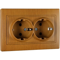 Розетка MIRA двухместная из с/з дуб классический ПБТ 701-5151-127В