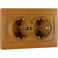 Розетка MIRA двухместная из с/з дуб классический ПБТ 701-5151-127В