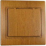 Розетка MIRA одинарная с/з с крышкой дуб классический со вставкой 701-5151-123В