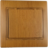 Розетка MIRA одинарная с/з с крышкой дуб классический со вставкой 701-5151-123В