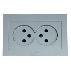Розетка двухместная б/з OVIVO Grano серебро (400-100300-908)
