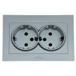 Розетка двухместная с/з OVIVO Grano серебро (400-100300-907)