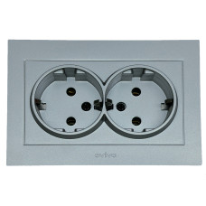 Розетка двухместная с/з OVIVO Grano серебро (400-100300-907)