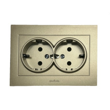 Розетка двухместная с/з OVIVO Grano титан (400-120300-907)