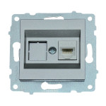 Розетка одинарная компьютерная RJ-45 OVIVO Grano серебро (600-000310-229)
