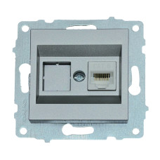 Розетка одинарная компьютерная RJ-45 OVIVO Grano серебро (600-000310-229)