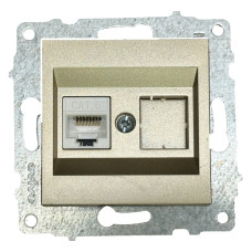 Розетка одинарная компьютерная RJ-45 OVIVO Grano титан (600-000312-229)