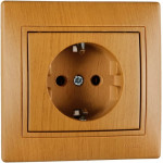 Розетка одинарная с/з MIRA дуб классический ПБТ 701-5151-122B
