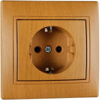 Розетка одинарная с/з MIRA дуб классический ПБТ 701-5151-122B