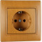 Розетка одинарная с/з MIRA дуб классический ПБТ 701-5151-122B