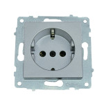 Розетка одинарная с/з OVIVO Grano серебро (600-000310-217)