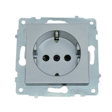 Розетка одинарная с/з OVIVO Grano серебро (600-000310-217)