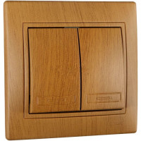 Выключатель MIRA двухклавишный классический дуб 701-5151-101