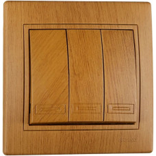 Выключатель MIRA трехклавишный классический дуб 701-5151-109