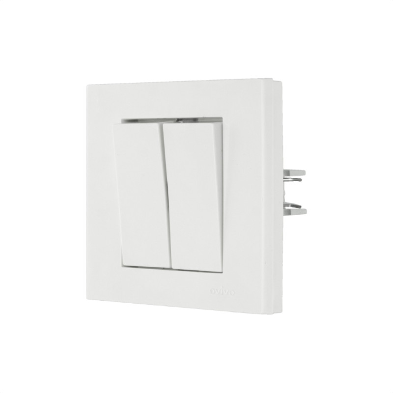 Выключатель двухклавишный OVIVO Grano белый (400-010200-202)