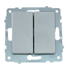 Выключатель двухклавишный OVIVO Grano серебро (600-000210-202)