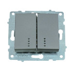 Выключатель двухклавишный с подсветкой OVIVO Grano серебро (600-000210-203)