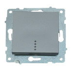 Выключатель одноклавишный с подсветкой OVIVO Grano серебро (600-000210-201)