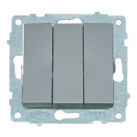 Выключатель трехклавишный OVIVO Grano серебро (600-000210-254)