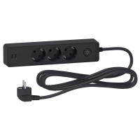 Удлинитель на 3 розетки с ж/к + 2 USB черный 3м Unica Extend, Schneider Electric ST943U3B