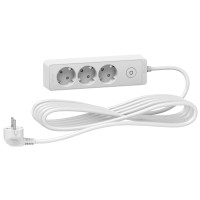 Удлинитель на 3 розетки с ж/к белый 5м Unica Extend, Schneider Electric ST9435W
