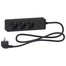 Удлинитель на 3 розетки с ж/к черный 1.5м Unica Extend, Schneider Electric ST9431B