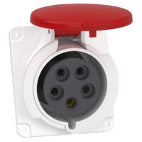 Розетка панельная угловая, винтовая, 32А, 3P+N+E, IP44, 380-415В, Schneider Electric PKF32F435