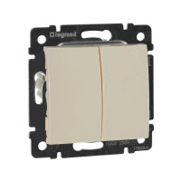 Выключатель двухклавишный проходной слоновая кость Valena Legrand (774308)