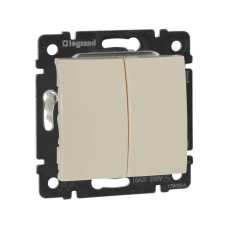 Выключатель двухклавишный проходной слоновая кость Valena Legrand (774308)