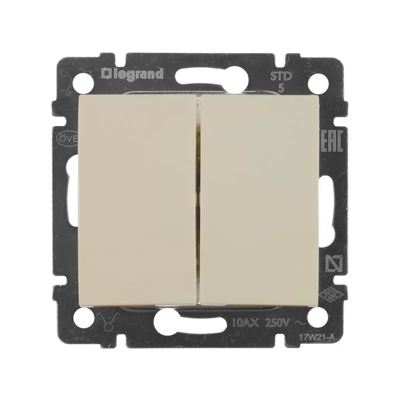 Вимикач двоклавішний слонова кістка Valena Legrand (774305)