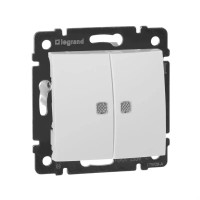 Выключатель двухклавишный с подсветкой белый Valena Legrand (774428)