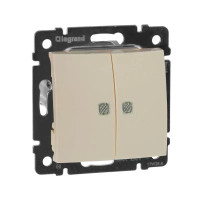 Выключатель двухклавишный с подсветкой слоновая кость Valena Legrand (774328)