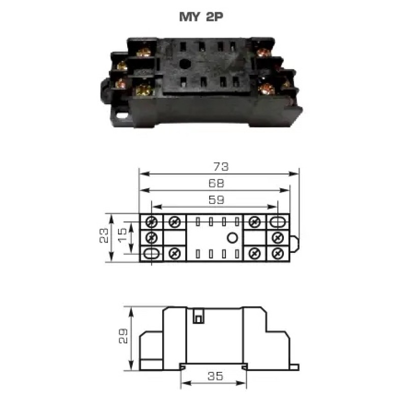 Колодка для проміжного реле MY, 2P, 5А CNC