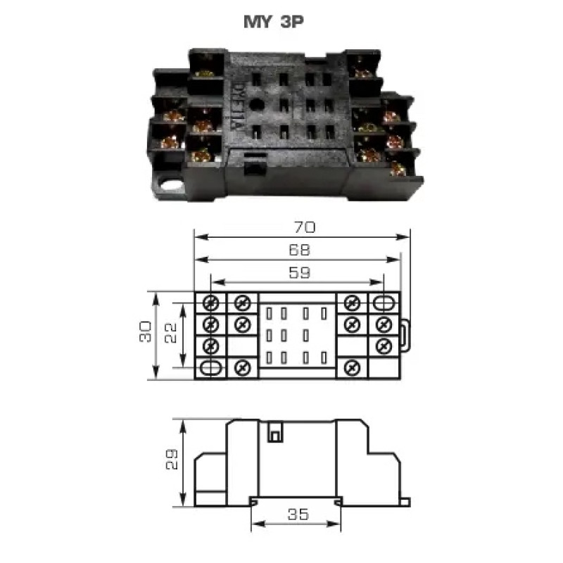 Колодка для проміжного реле MY, 3P, 5А CNC