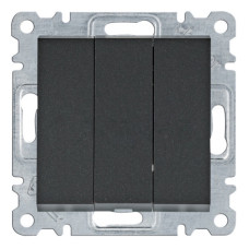 Выключатель 3-клавишный Lumina, черный, 10АХ/230В Hager WL0073