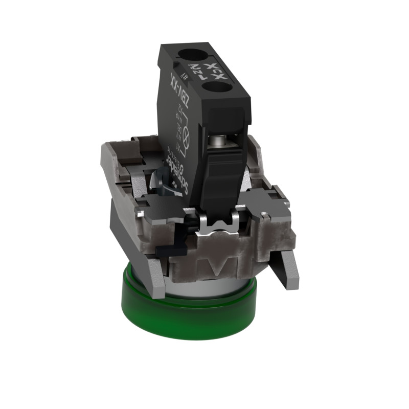 Индикаторная лампа в сборе, зеленая, 230-240V AC, IP66, серия Harmony XB4 металл, Schneider Electric