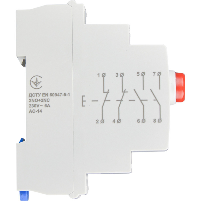 Модульная кнопка без фиксации 2NO+2NC 230V АС МВ-22 красная АСКО (A0150010111)