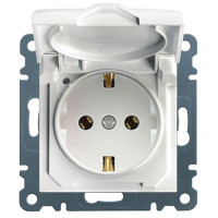 Розетка с ж/к с крышкой Lumina, белая, 16А/230В Hager WL1150