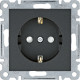 Розетка з з/к з захистом контактів Lumina,  чорна, 16А/230В  Hager WL1063