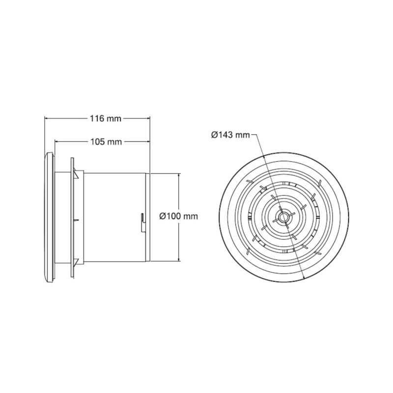 Вентилятор AIRYMAX 3 100Ø 12W 220-240V білий (502-100-100)