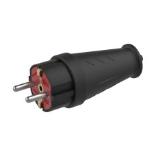 Вилка прямая с заземлением каучуковая (300-001-807)