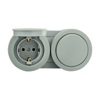 Выключатель 1-клавишный + Розетка с заземлением с серой крышкой xOne (406-240000-923)