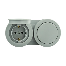 Выключатель 1-клавишный + Розетка с заземлением с серой крышкой xOne (406-240000-923)