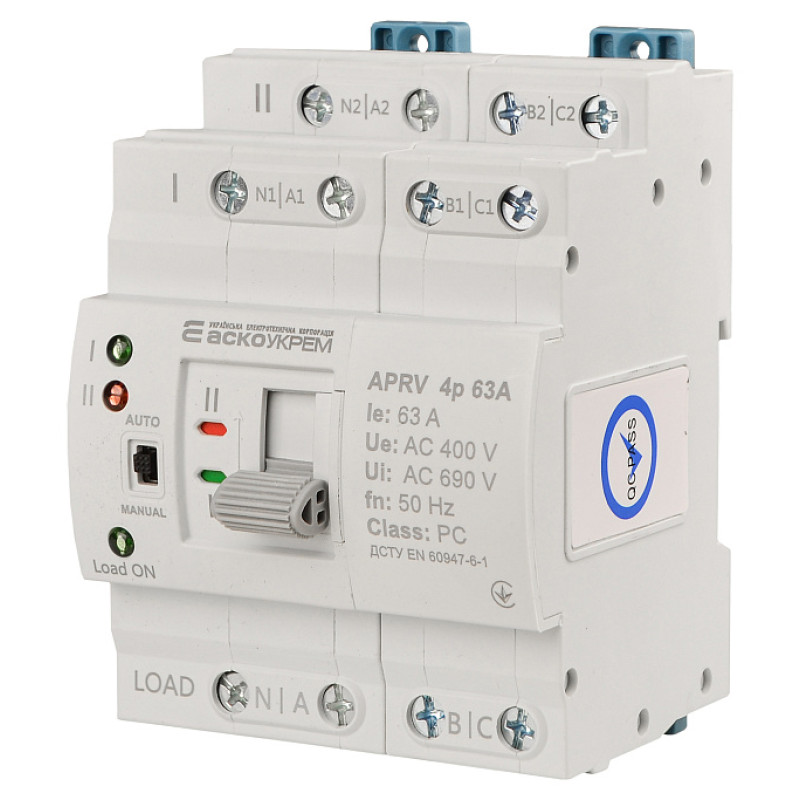 Автоматический переключатель ввода (I-II) APRV 4p 63A ACKO (A0010230007)