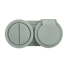 Выключатель 2-клавишный + Розетка с заземлением с серой крышкой xOne (406-240000-925)