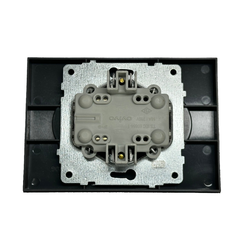 Розетка двомісна б/з OVIVO Grano чорний (400-170300-908)